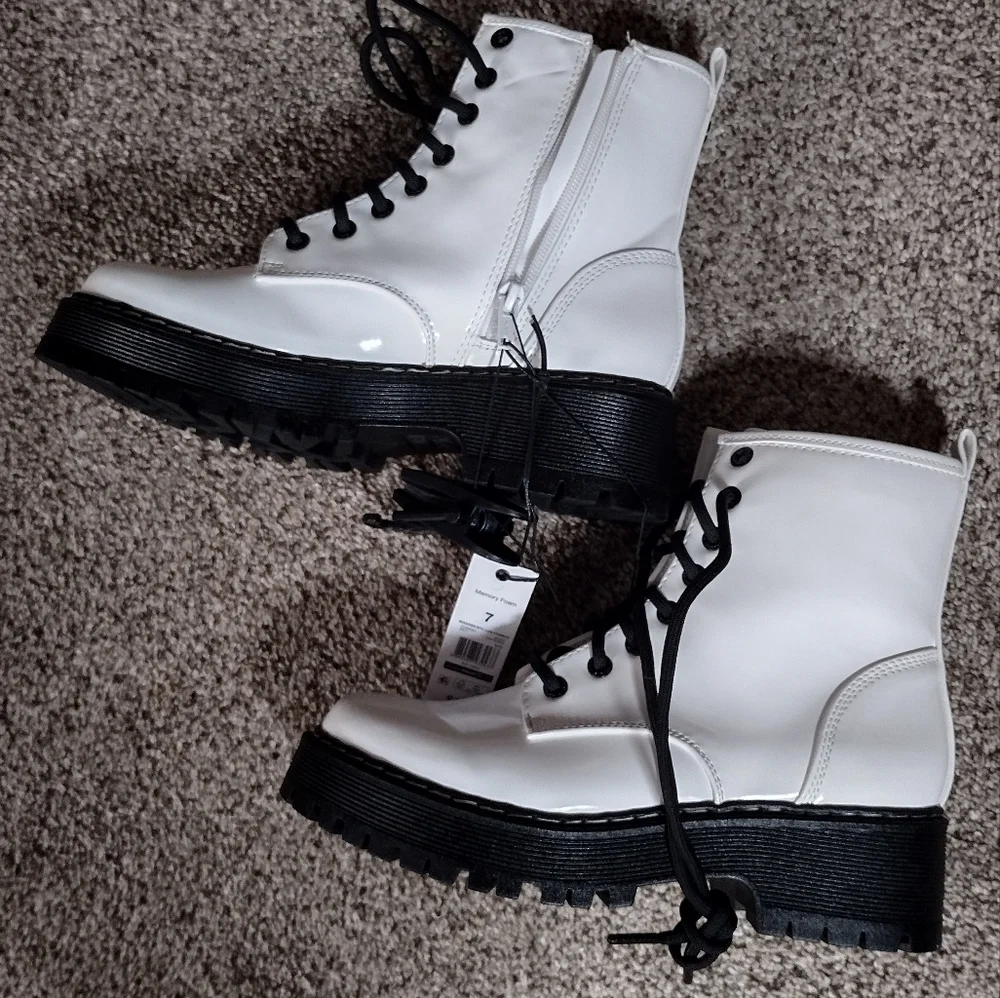 Madden NYC White Lug Boots - Picture 1 of 8